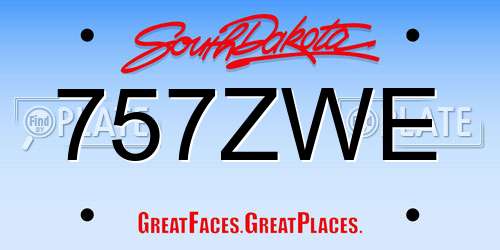 757ZWE South Dakota License Plate
