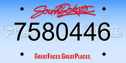 7580446 South Dakota License Plate