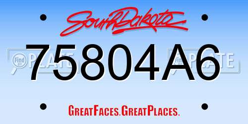 75804A6 South Dakota License Plate