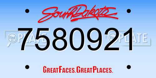 7580921 South Dakota License Plate