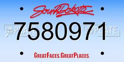 7580971 South Dakota License Plate