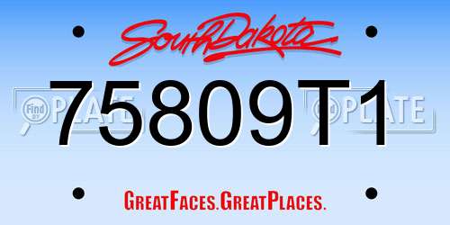 75809T1 South Dakota License Plate