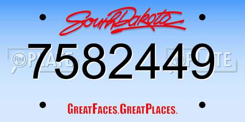 7582449 South Dakota License Plate