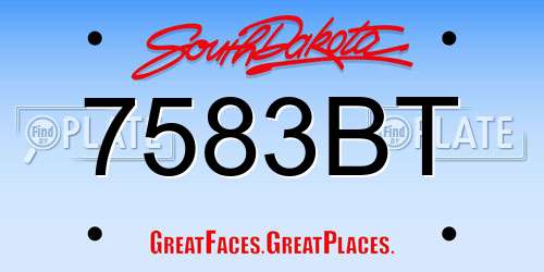 7583BT South Dakota License Plate