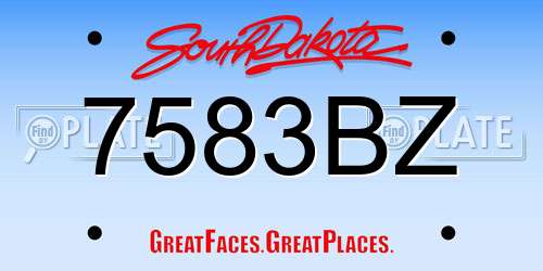 7583BZ South Dakota License Plate