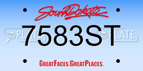 7583ST South Dakota License Plate