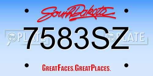 7583SZ South Dakota License Plate