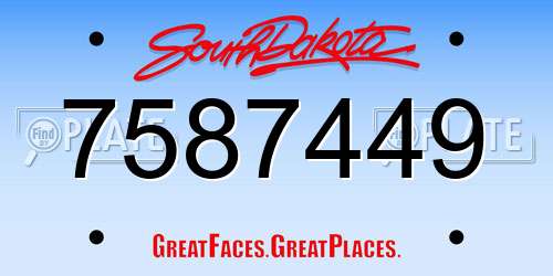 7587449 South Dakota License Plate