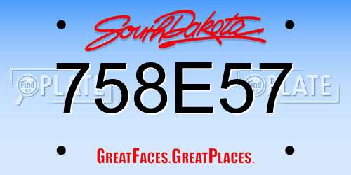 758E57 South Dakota License Plate