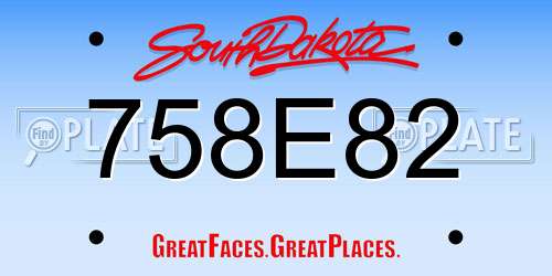 758E82 South Dakota License Plate