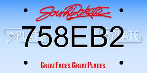 758EB2 South Dakota License Plate