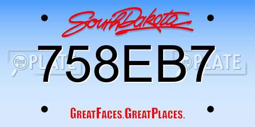 758EB7 South Dakota License Plate
