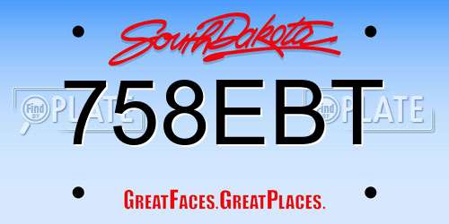 758EBT South Dakota License Plate