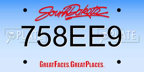 758EE9 South Dakota License Plate