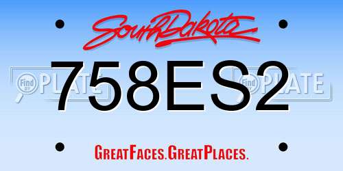 758ES2 South Dakota License Plate