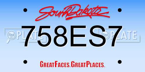 758ES7 South Dakota License Plate