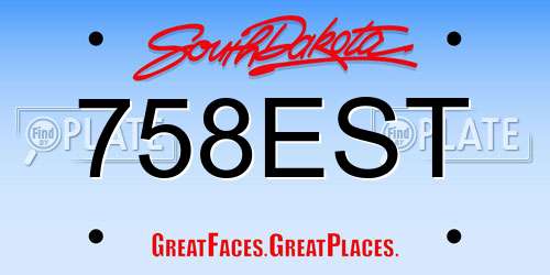 758EST South Dakota License Plate