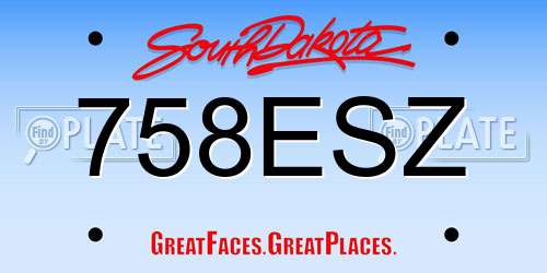 758ESZ South Dakota License Plate