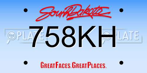 758KH South Dakota License Plate