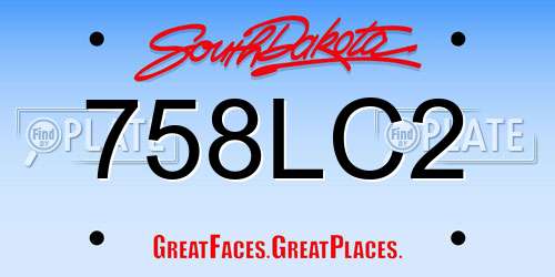 758LC2 South Dakota License Plate