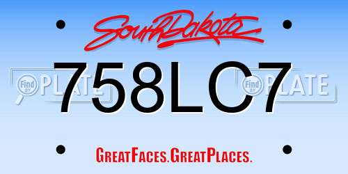 758LC7 South Dakota License Plate