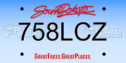 758LCZ South Dakota License Plate