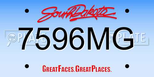 7596MG South Dakota License Plate