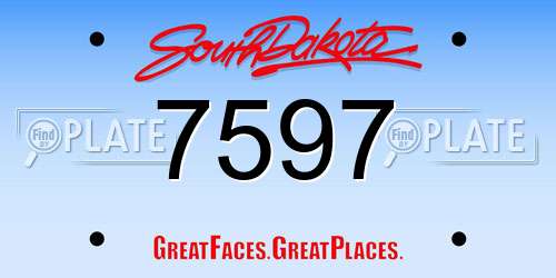 7597 South Dakota License Plate