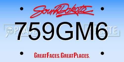 759GM6 South Dakota License Plate