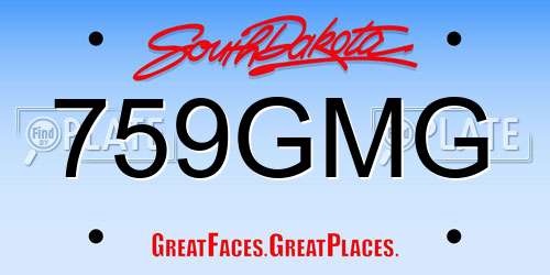 759GMG South Dakota License Plate