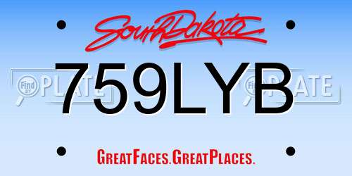 759LYB South Dakota License Plate