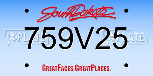 759V25 South Dakota License Plate