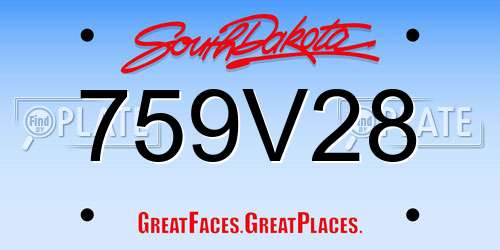 759V28 South Dakota License Plate