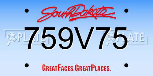 759V75 South Dakota License Plate