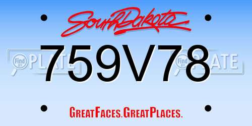 759V78 South Dakota License Plate