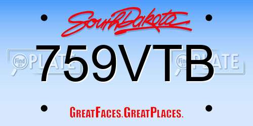 759VTB South Dakota License Plate