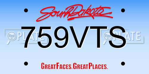 759VTS South Dakota License Plate