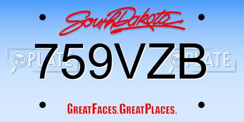 759VZB South Dakota License Plate