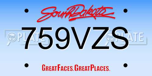 759VZS South Dakota License Plate