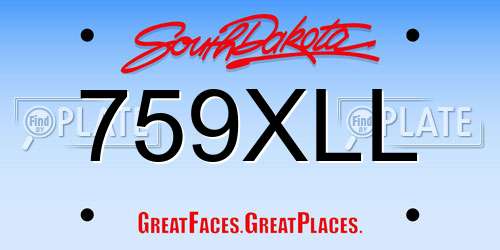 759XLL South Dakota License Plate