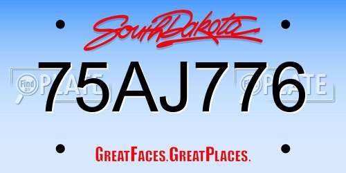 75AJ776 South Dakota License Plate