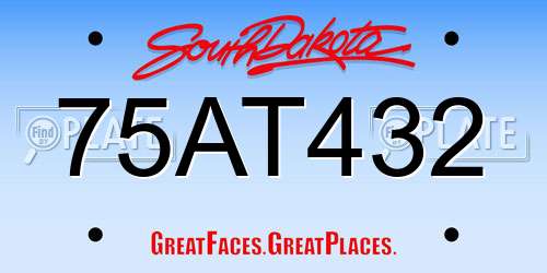 75AT432 South Dakota License Plate