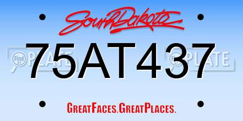 75AT437 South Dakota License Plate