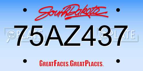 75AZ437 South Dakota License Plate