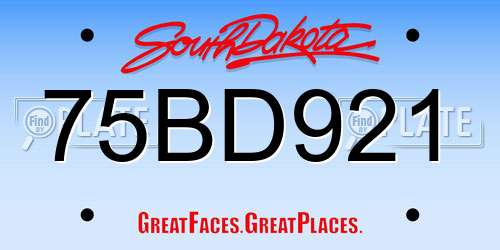 75BD921 South Dakota License Plate