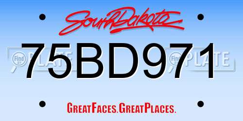75BD971 South Dakota License Plate