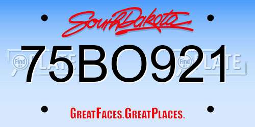 75BO921 South Dakota License Plate