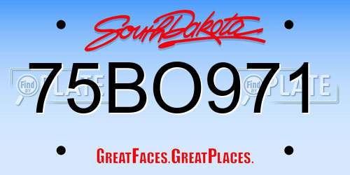 75BO971 South Dakota License Plate