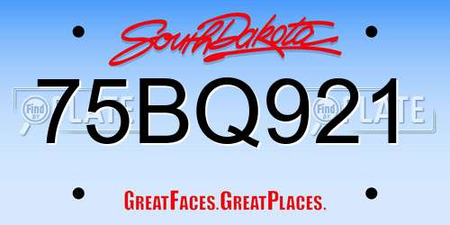 75BQ921 South Dakota License Plate