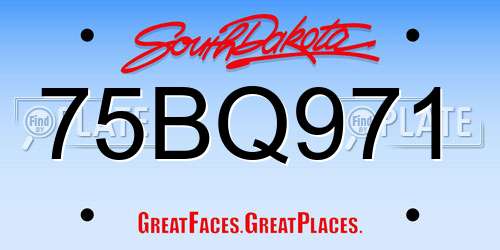 75BQ971 South Dakota License Plate